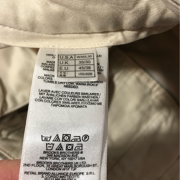 Brooks Brothers Pants Mens 35x30 Advantage Chino Clark Beige Khaki Cotton Dress - Picture 11 of 11